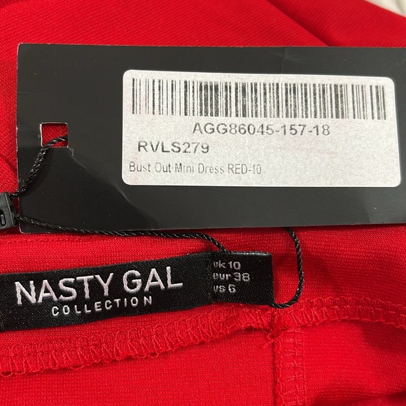 NASTY GAL Bust Out Red Sexy Spaghetti Strap Form Fitting Mini Dress Size 6 NEW - Picture 9 of 12